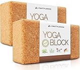 Yoga Block 2er SET Kork 100% Natur - Hatha Klotz auch für Anfänger Meditiation & Pilates, Fitness...